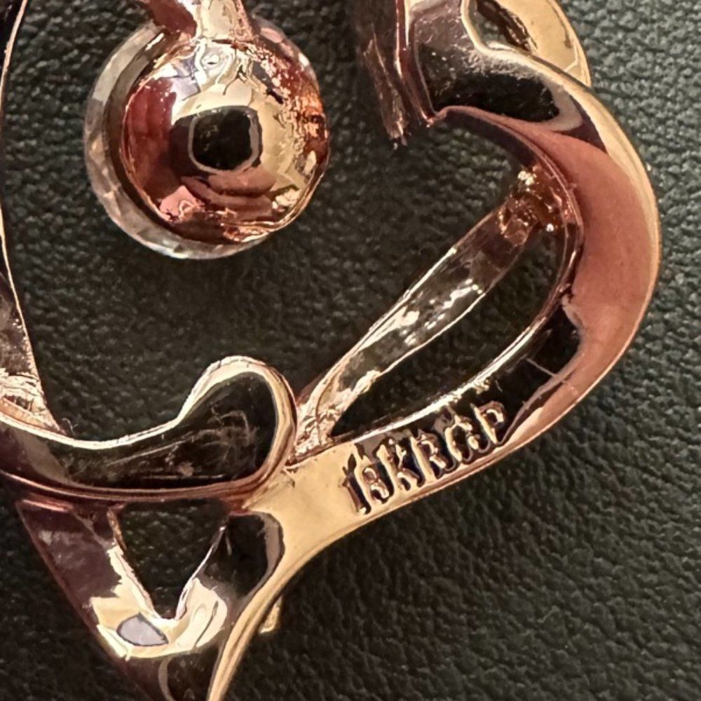 Rose Gold 18k GP Gold Plated CZ Heart Pendant - Picture 4 of 5